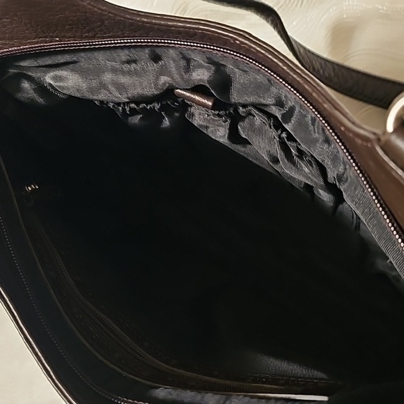 Stone Mountain brown leather shoulder bag very good condition front zip pouch ba - Picture 5 of 14